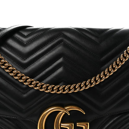 Gucci Calfskin Matelasse Large GG Marmont Shoulder Bag Black 8 of 10