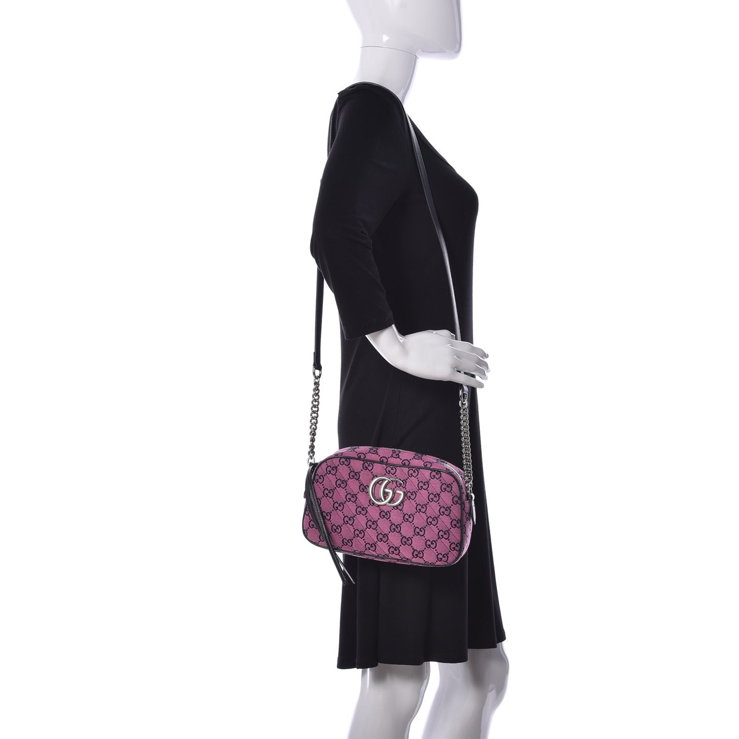 Monogram Multicolor Matelasse Diagonal Small GG Marmont Chain Shoulder Bag Pink Blue