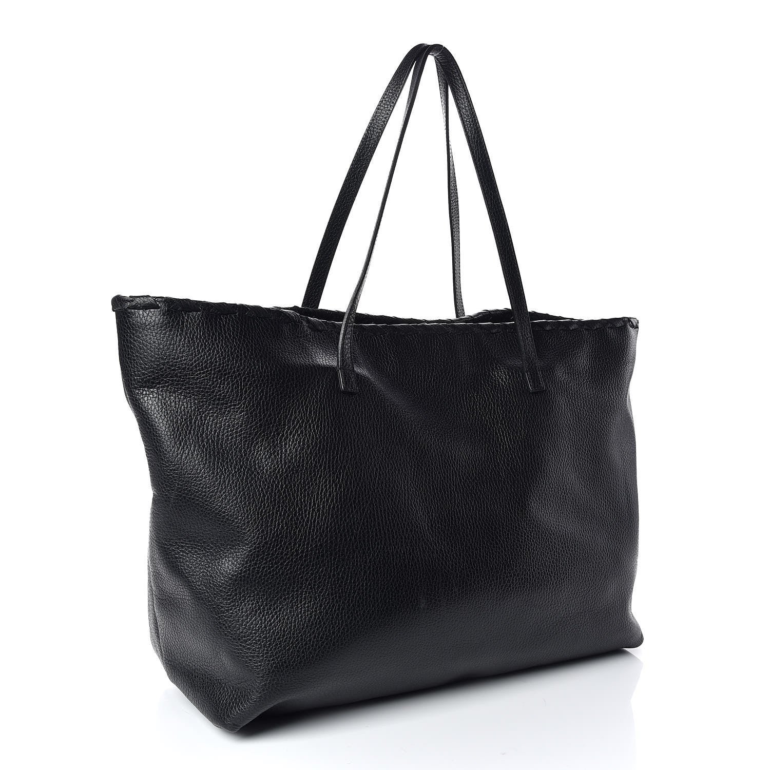 Gucci Pebbled Calfskin Large Bamboo Tassel Tote Black 3 of 10