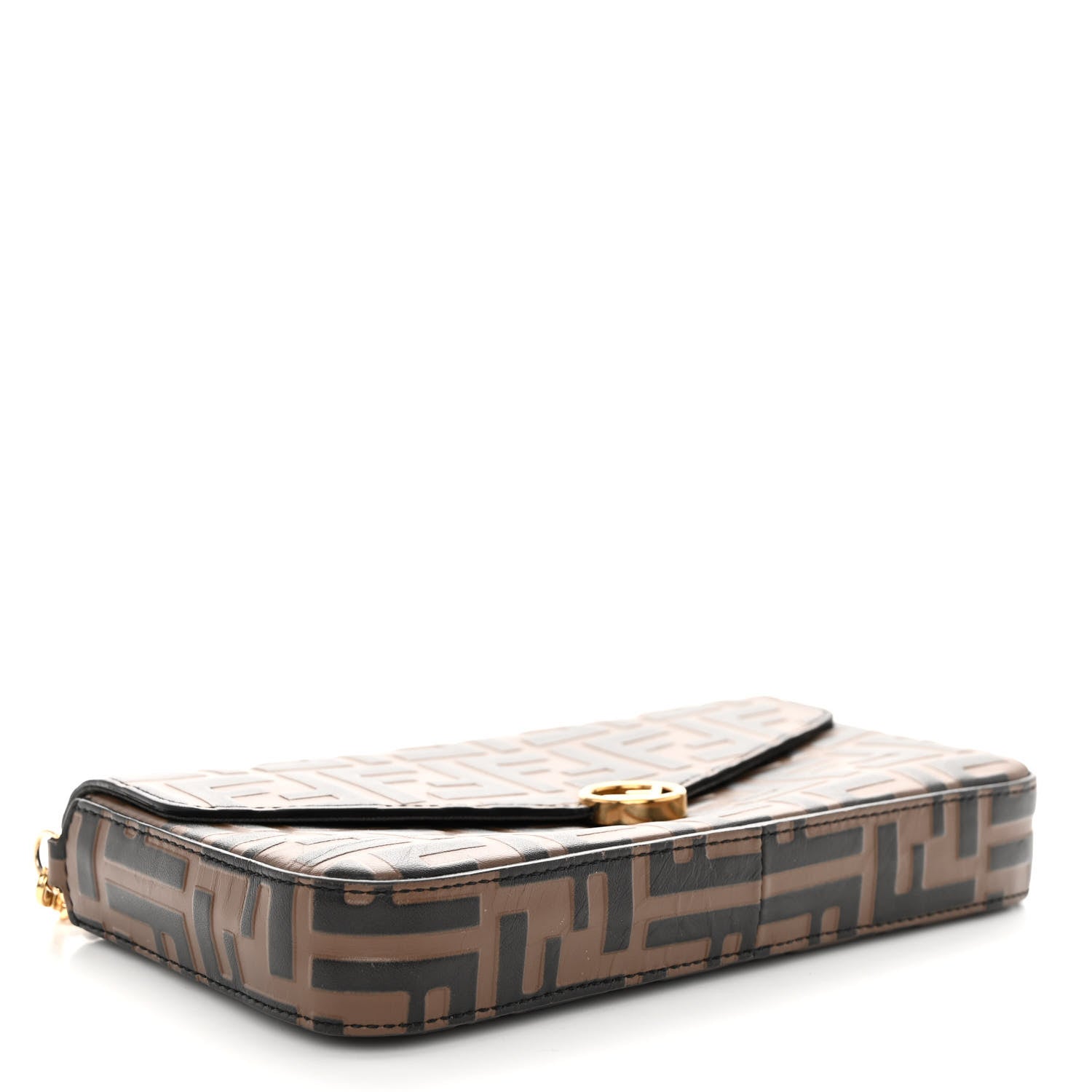 Fendi Vitello Soft F is Fendi Bi-Color FF 1974 Embossed Envelope Wallet On Chain with Pouches Maya Black 5 of 12