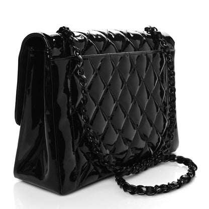 Chanel Patent Quilted Medium Single Flap Bag So Black 2 of 9