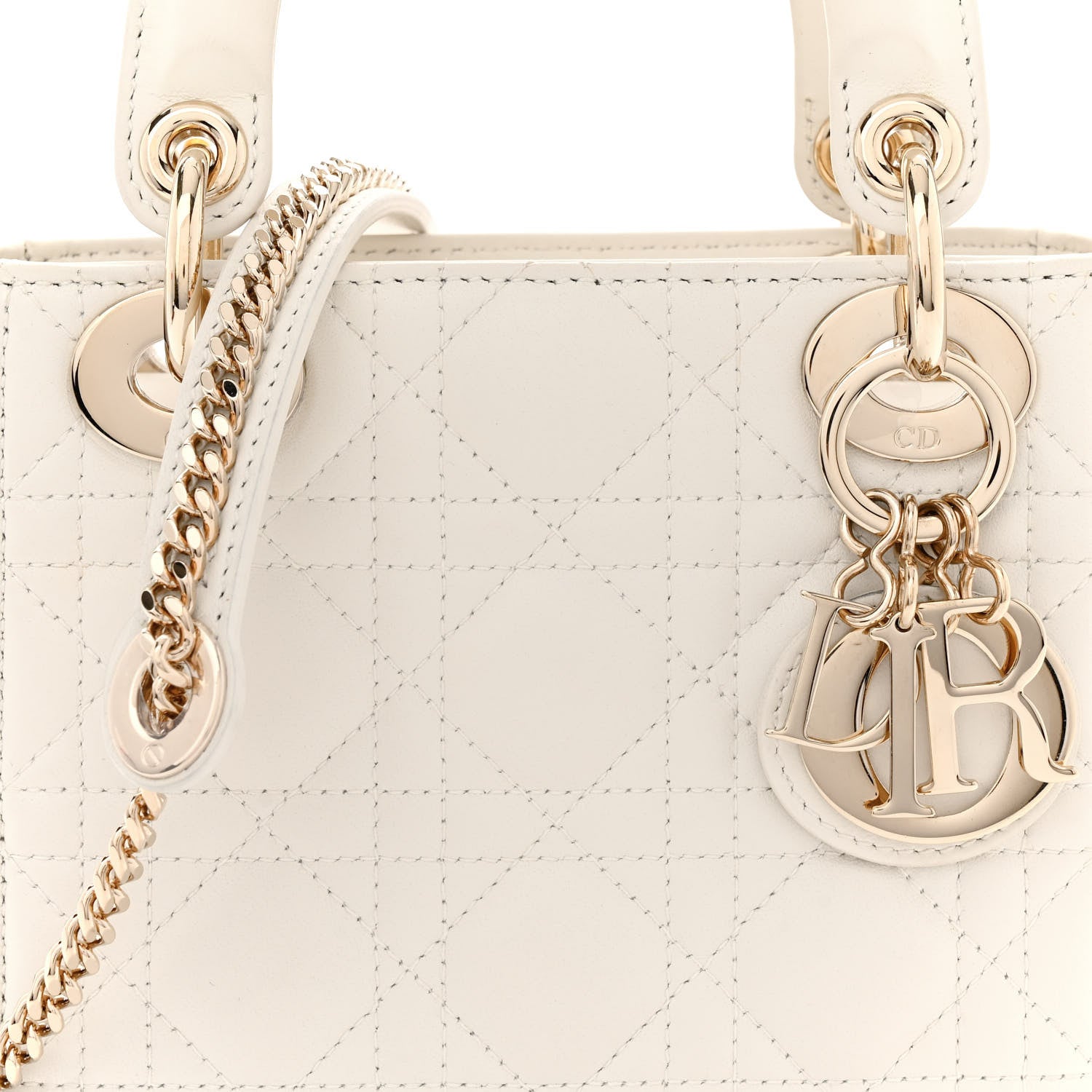 Christian Dior Lambskin Cannage Mini Lady Dior White 8 of 13