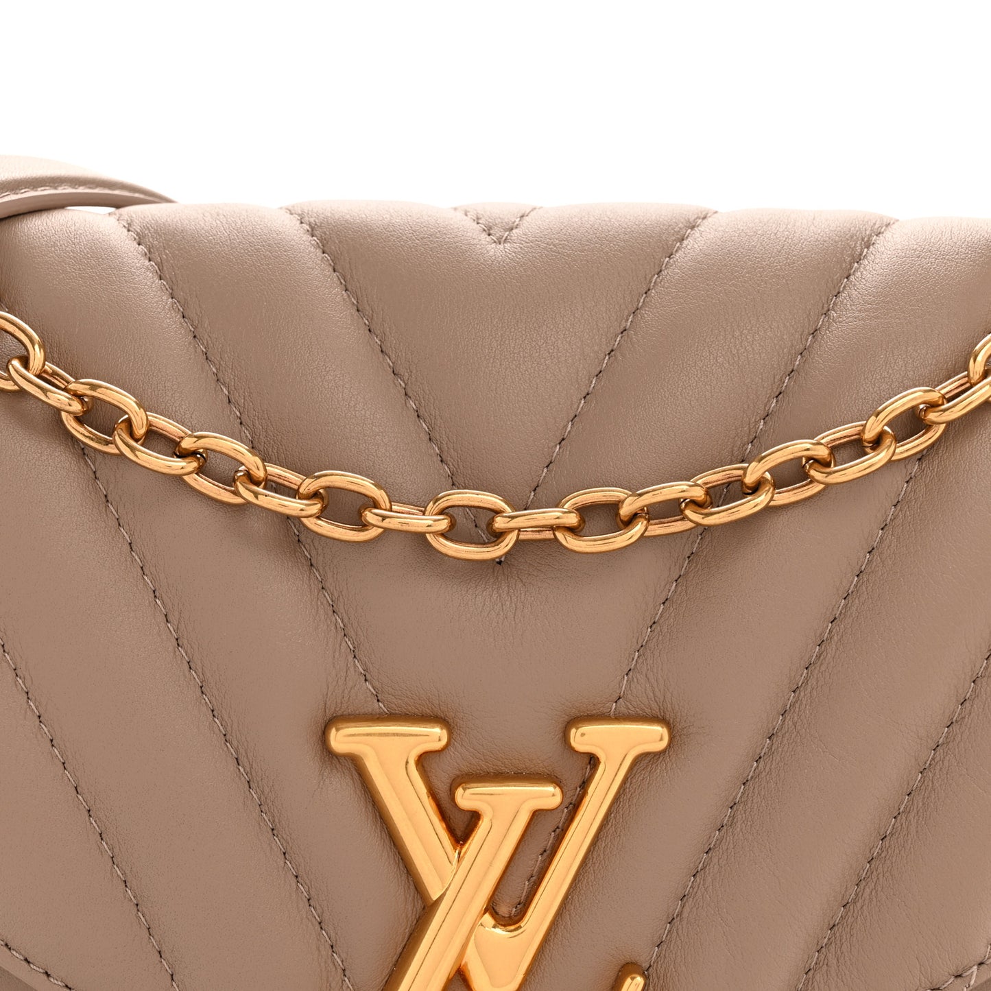 Calfskin LV New Wave Chain Bag Taupe