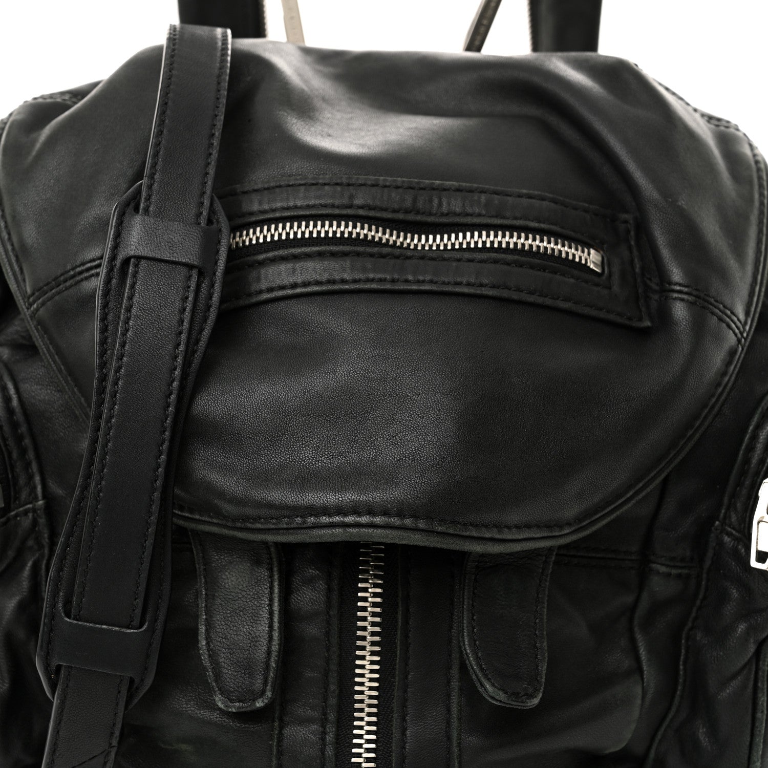Alexander Wang Lambskin Marti Backpack Bag Washed Black Rhodium Hardware 7 of 14