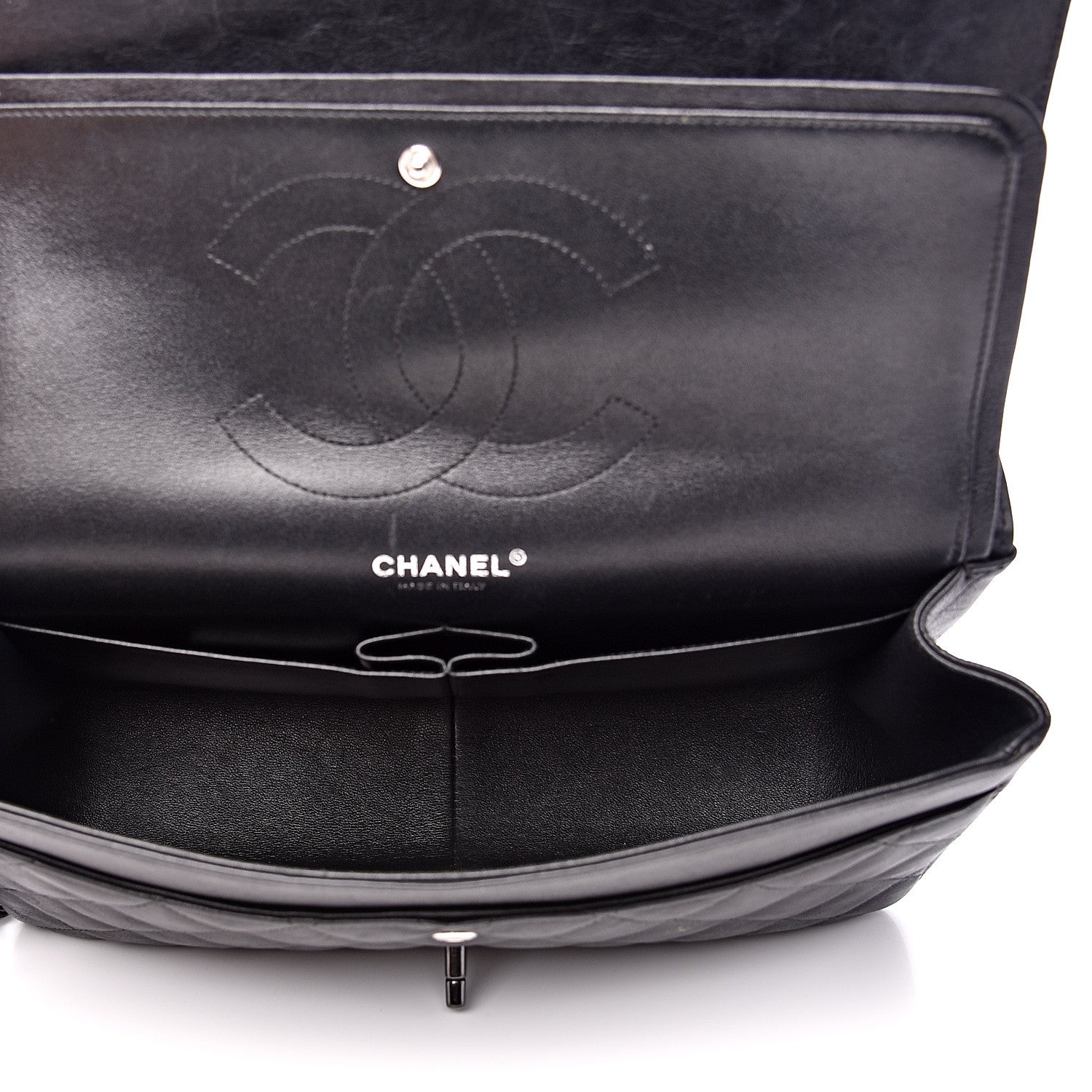 Chanel Crumpled Calfskin Quilted Jumbo Double Flap So Black 4 of 15