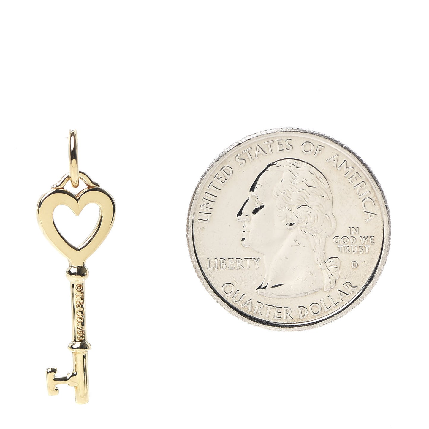 18K Yellow Gold Mini Heart Key Pendant