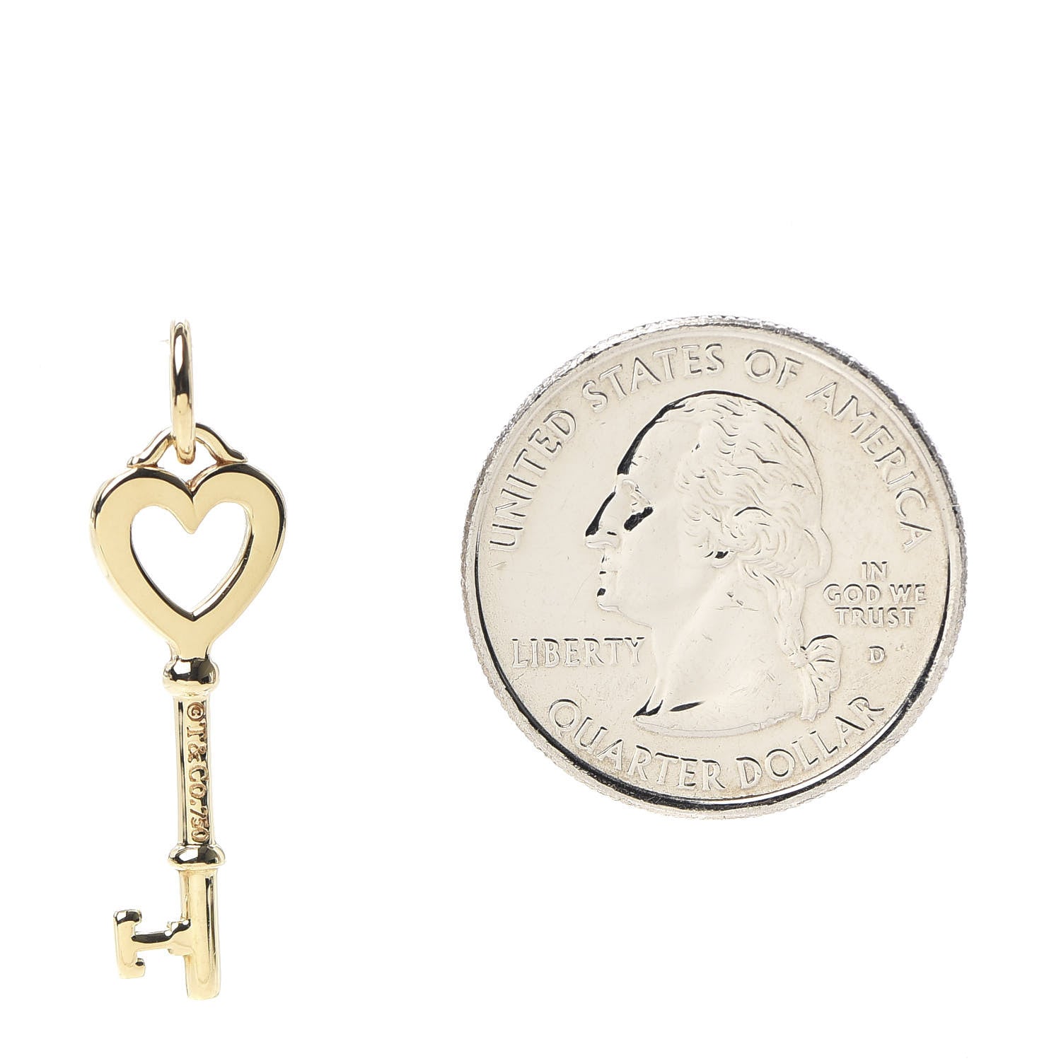Tiffany 18K Yellow Gold Mini Heart Key Pendant 2 of 4