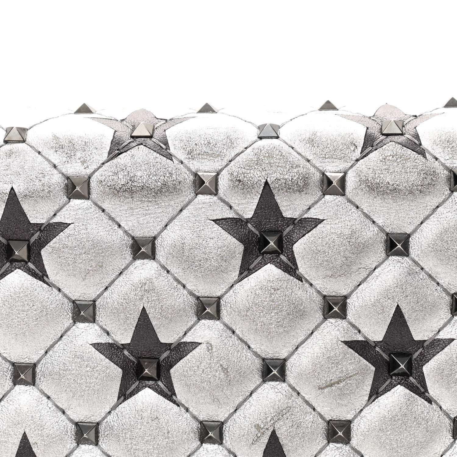 Valentino Garavani Metallic Lambskin Medium Star Rockstud Spike Shoulder Bag Silver 9 of 13