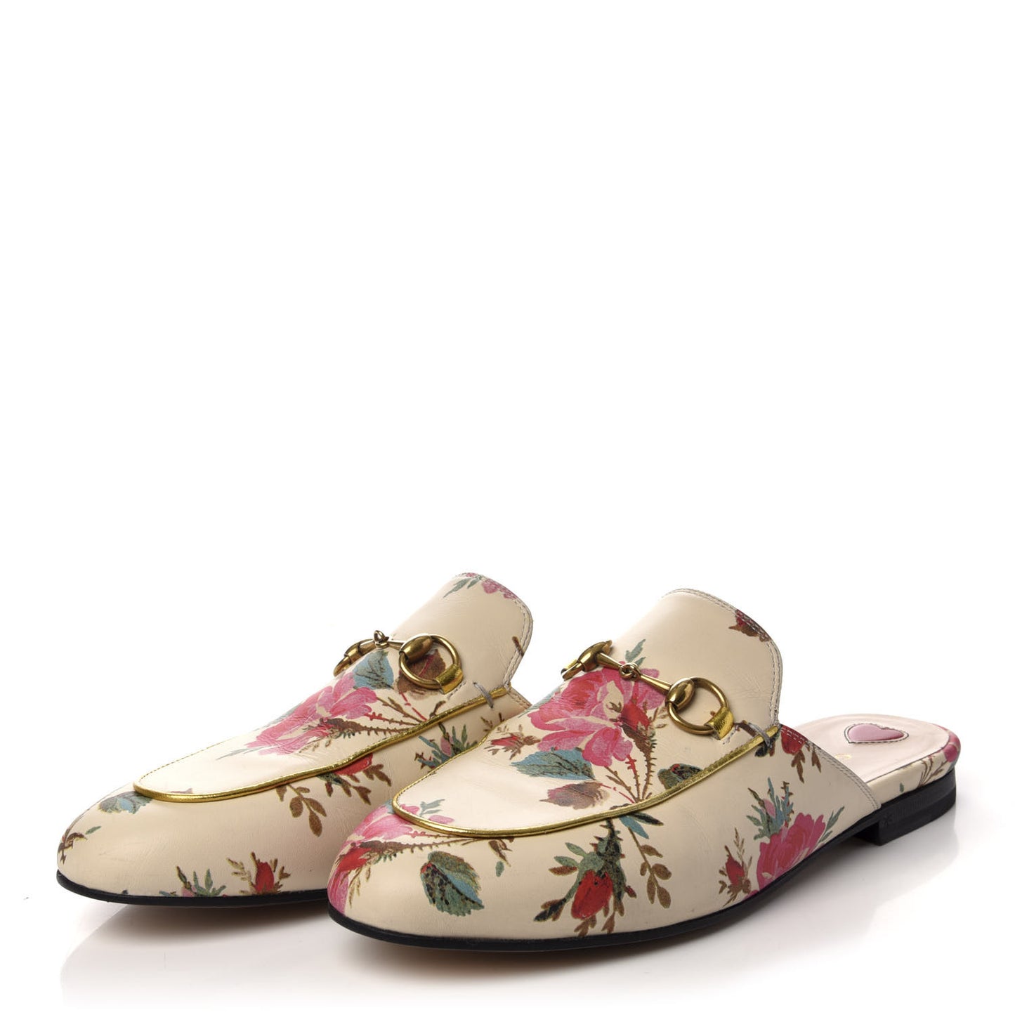 Calfskin Stamp Allover Rose Princetown Slippers 37 Ivory Multicolor