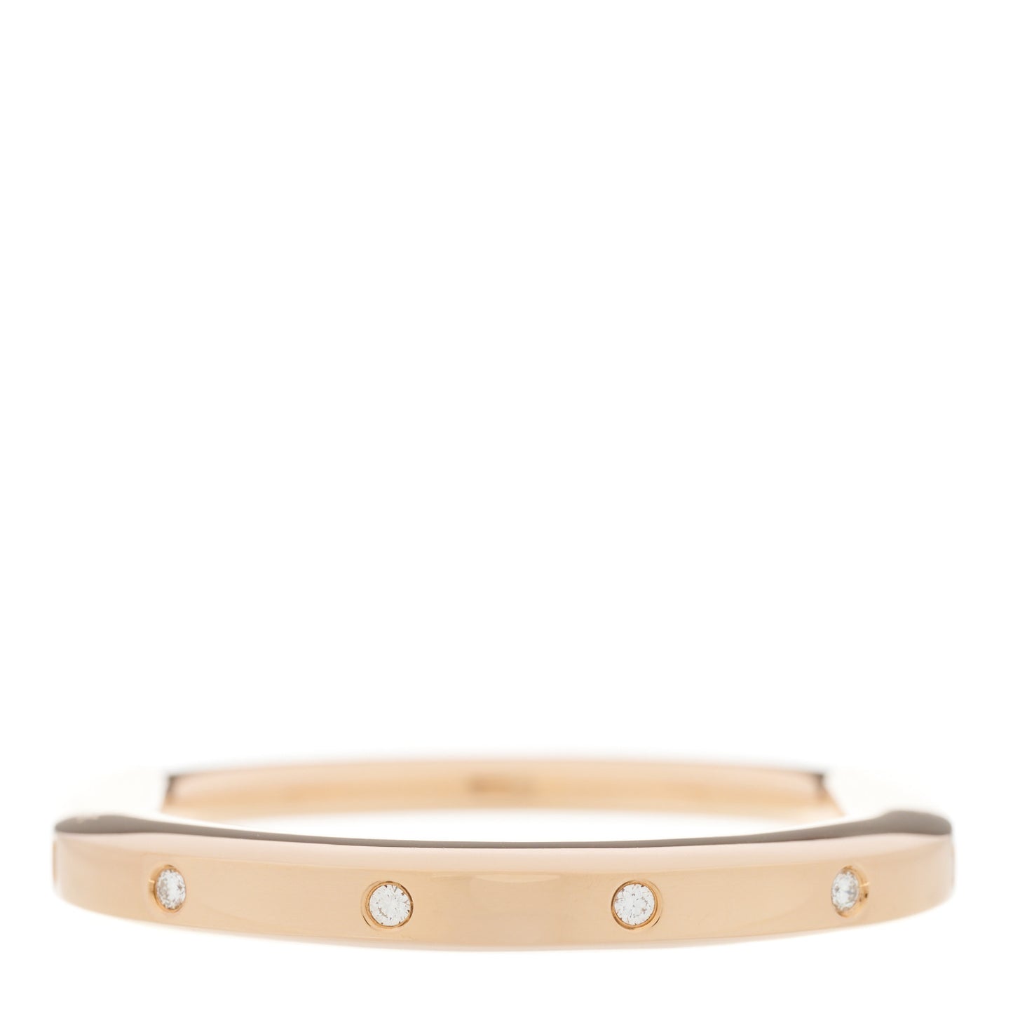 18K Rose Gold Diamond Tiffany Lock Bangle Bracelet