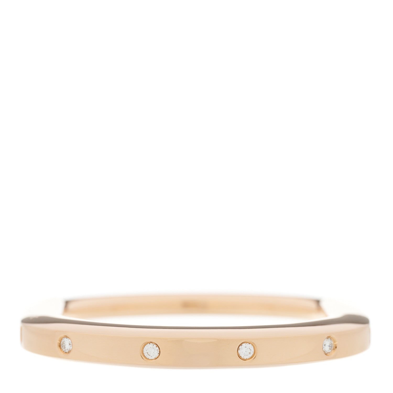 Tiffany 18K Rose Gold Diamond Tiffany Lock Bangle Bracelet 2 of 6