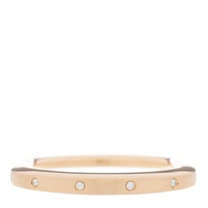 Tiffany 18K Rose Gold Diamond Tiffany Lock Bangle Bracelet 2 of 6
