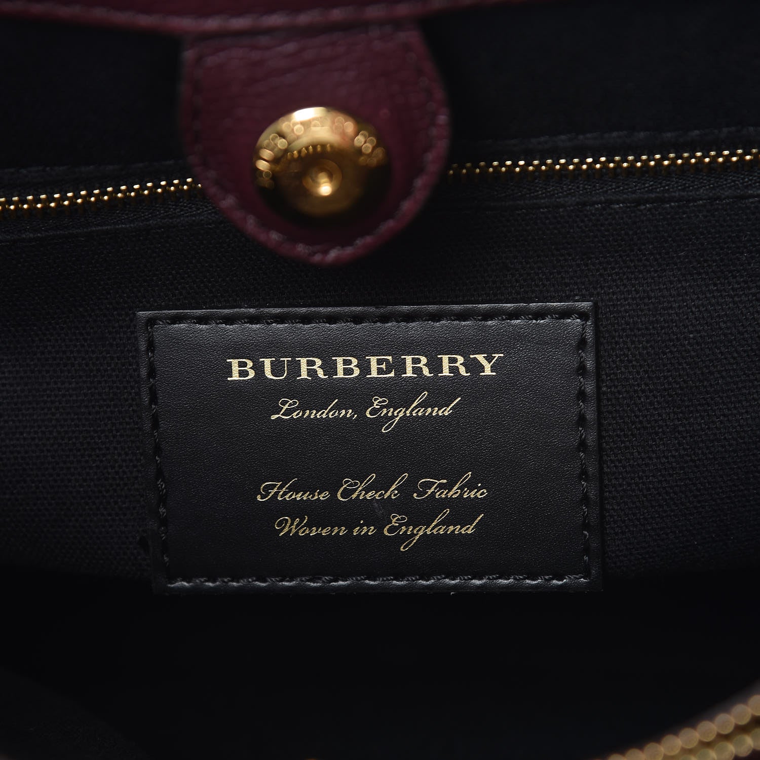 Burberry Grainy Calfskin House Check Medium Banner Tote Mahogany Red 6 of 7