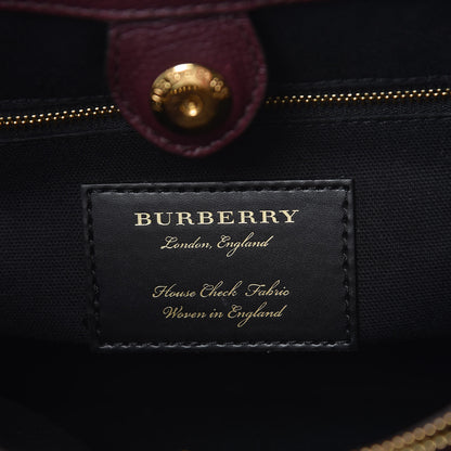 Burberry Grainy Calfskin House Check Medium Banner Tote Mahogany Red 6 of 7