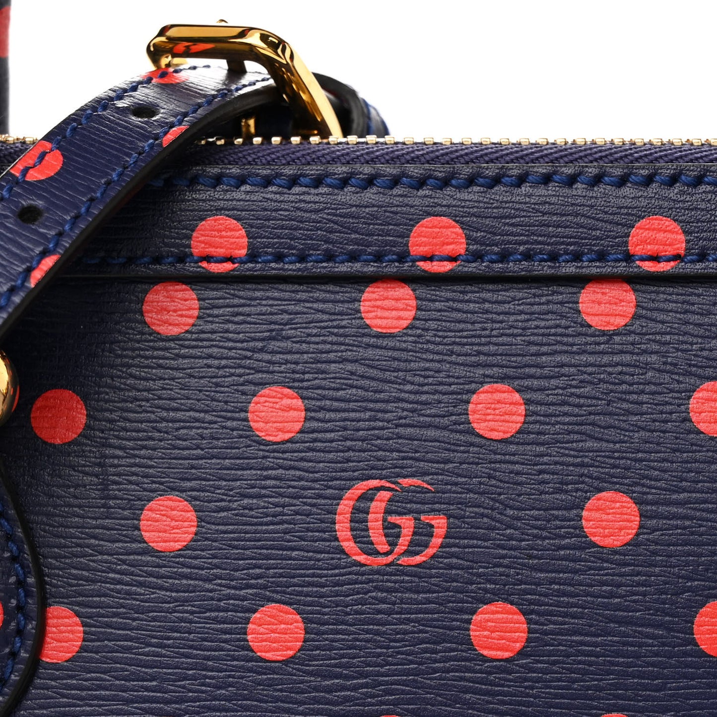 Shangai Calfskin Polka Dot Small Horsebit 1955 Top Handle Bag Blue Red