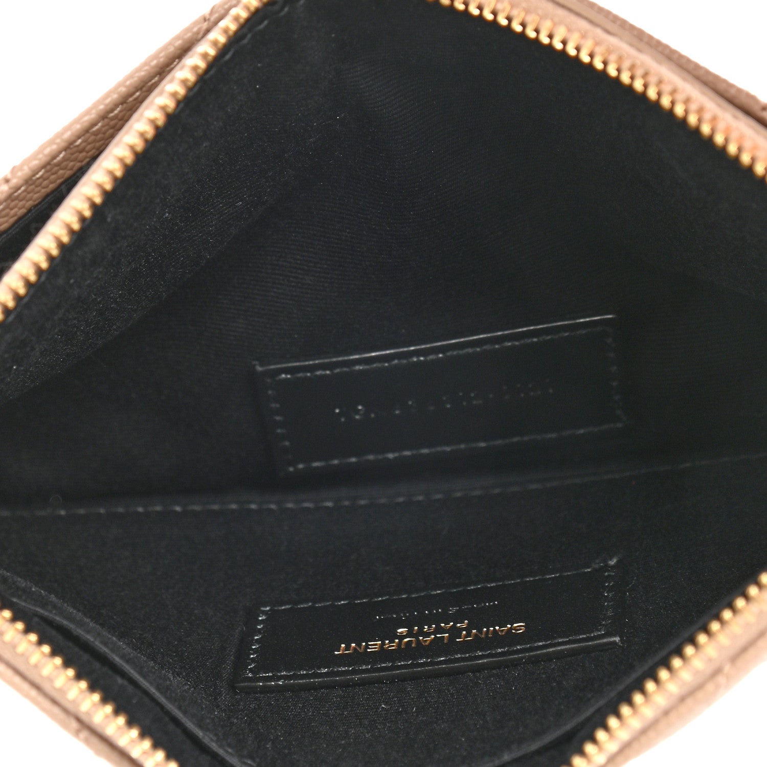 Saint Laurent Grain De Poudre Chevron Monogram Bill Pouch Dark Beige 6 of 9
