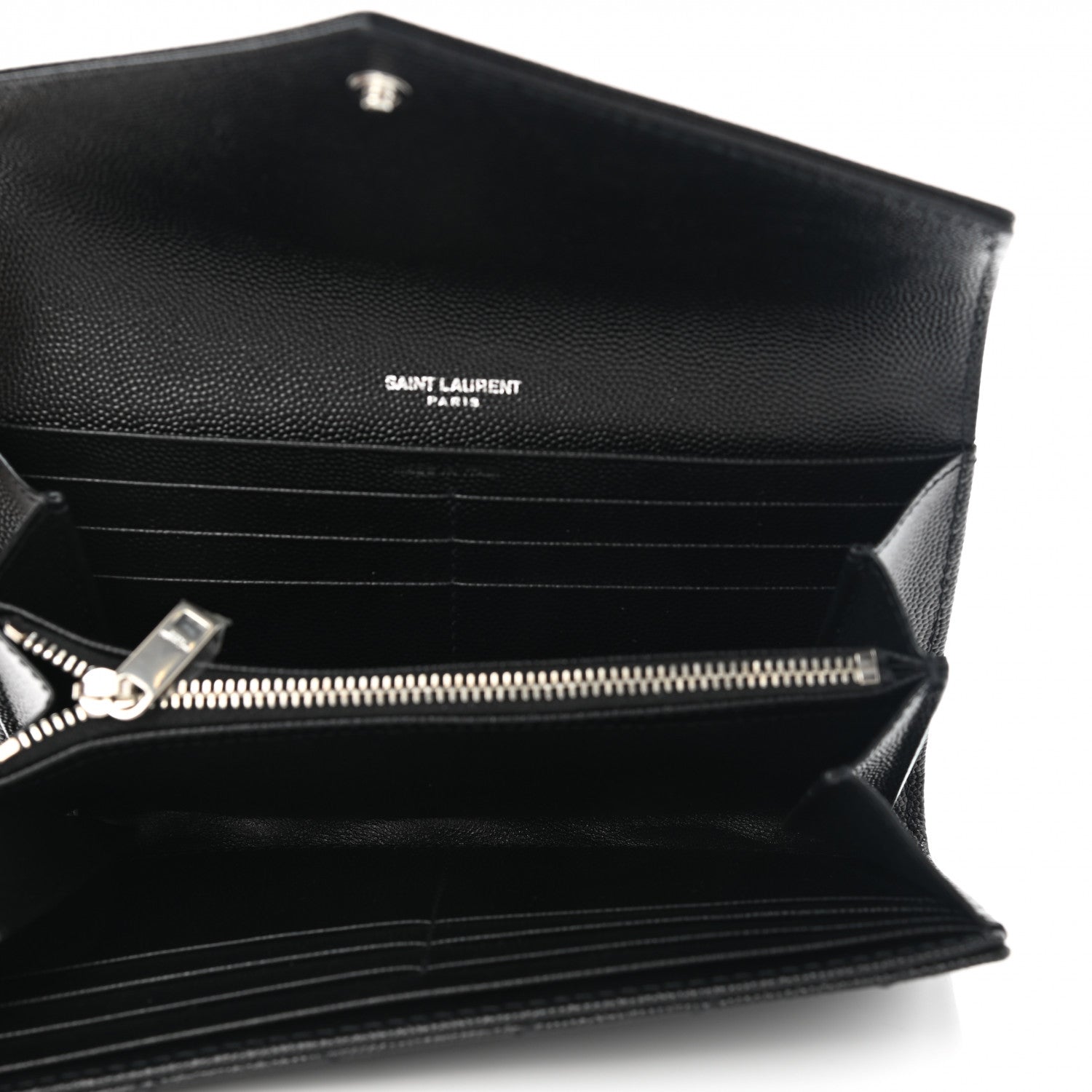 Saint Laurent Grain De Poudre Matelasse Chevron Monogram Flap Wallet Black 5 of 8