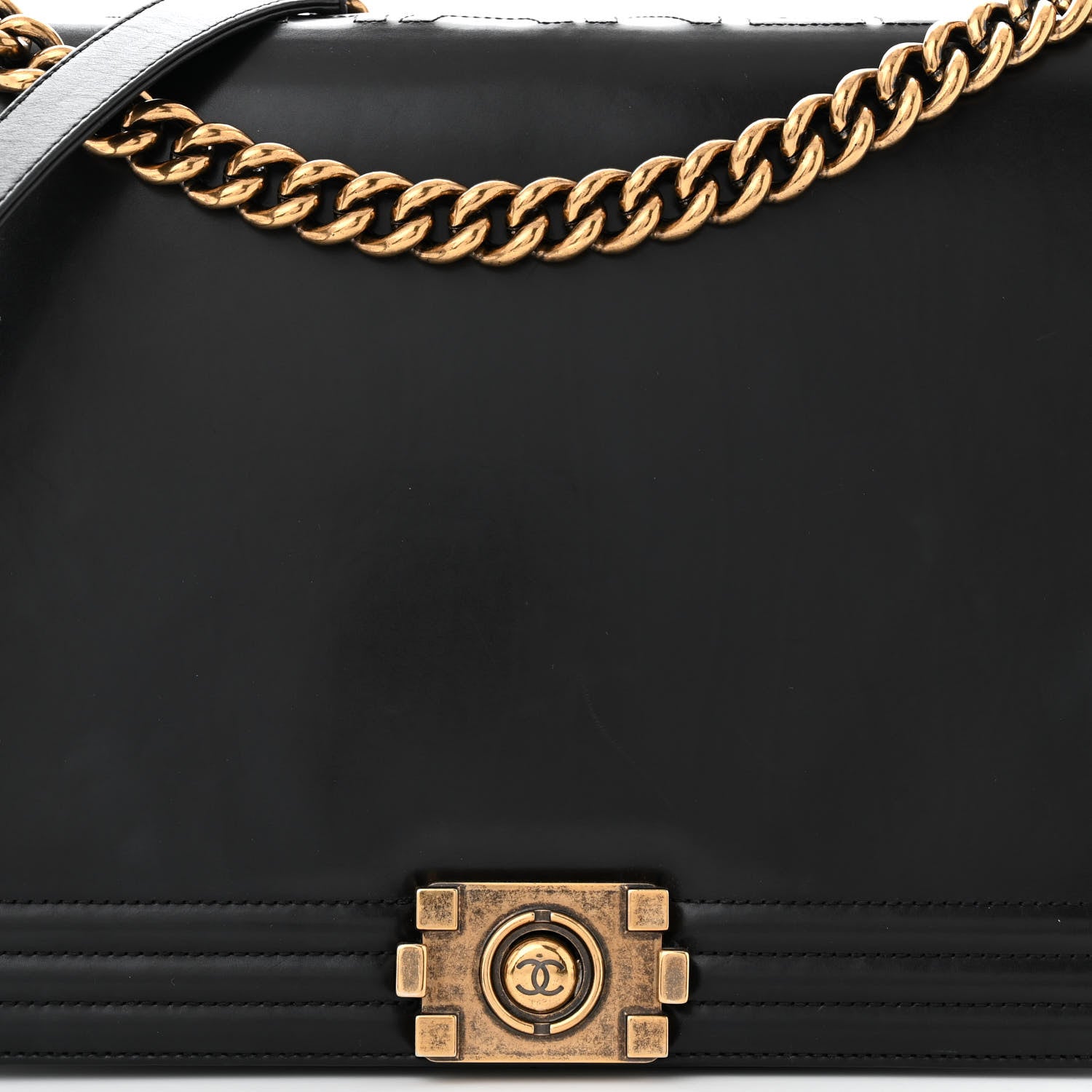 Chanel Glazed Calfskin Large Boy Flap Black 8 of 11