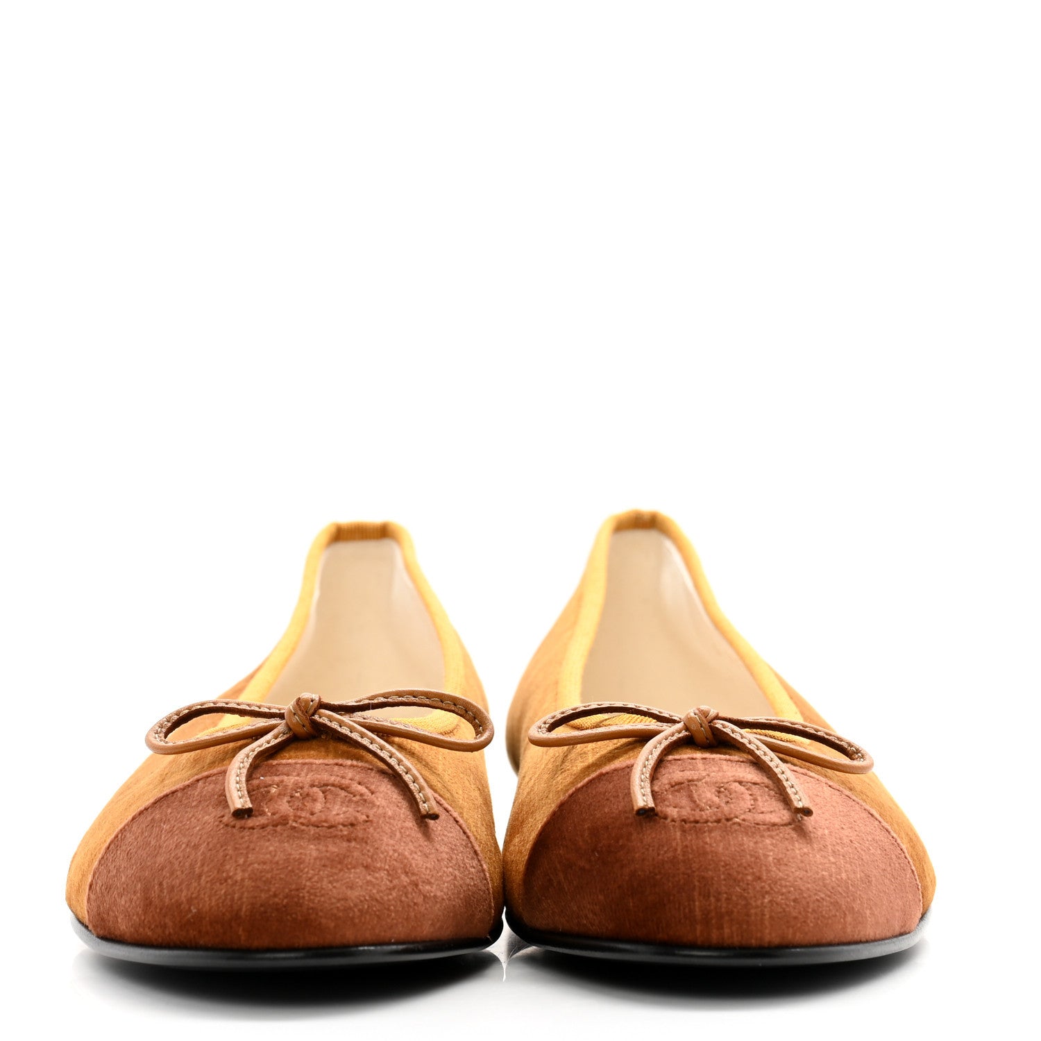 Chanel Velvet Cap Toe CC Ballerina Flats 38 Brown Light Brown 2 of 9