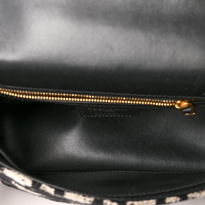 Christian Dior Technical Canvas Macro Houndstooth Medium Caro Bag Black White 5 of 10
