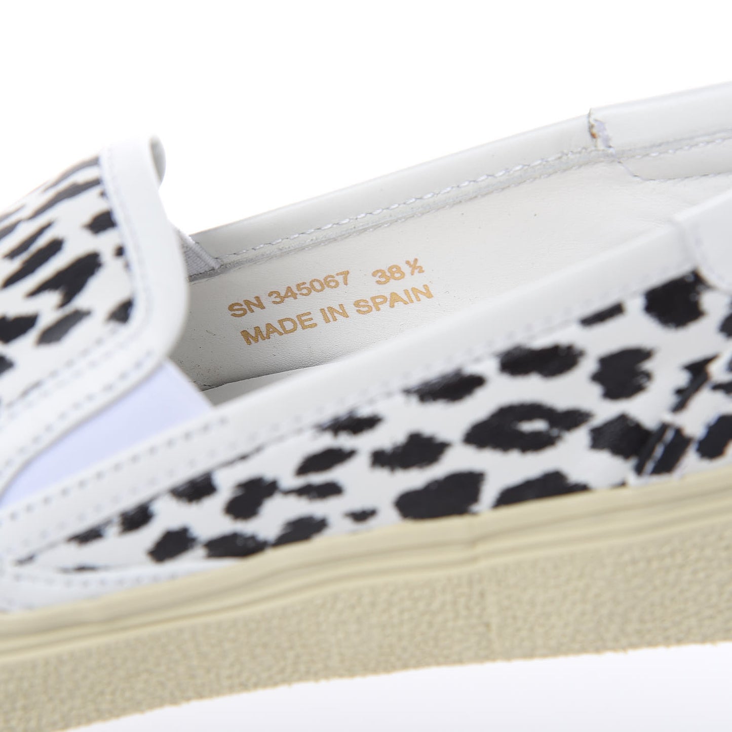 Soft Calfskin Babycat Leopard Skate Slip On Sneakers 38.5 Black White