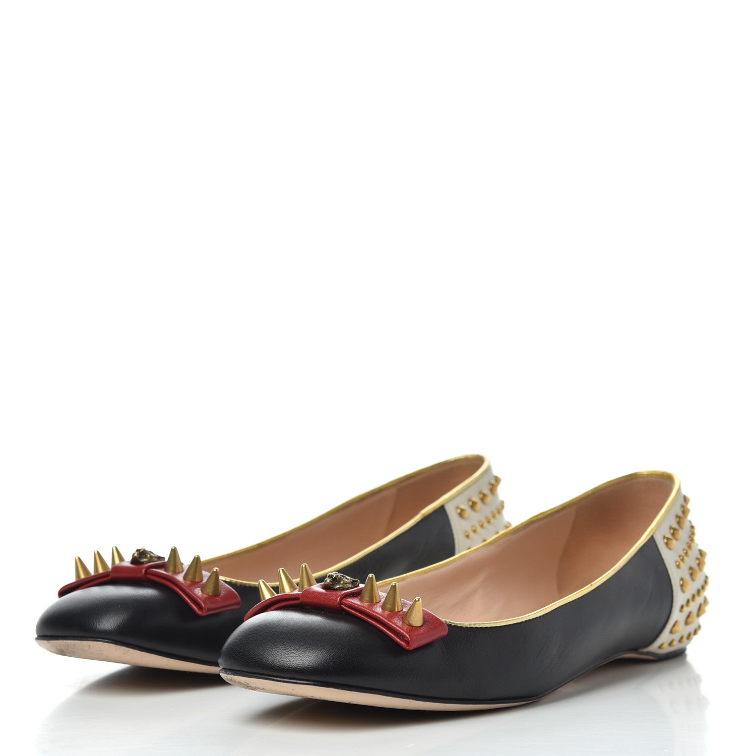 Gucci Calfskin Studded Lexi Ballerina Flats 39.5 Black 3 of 19