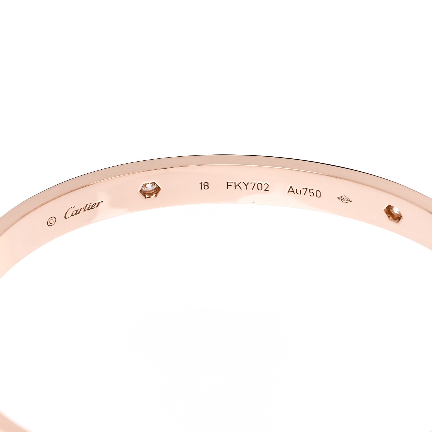 Cartier 18K Pink Gold 4 Diamond LOVE Bracelet 18 4 of 5