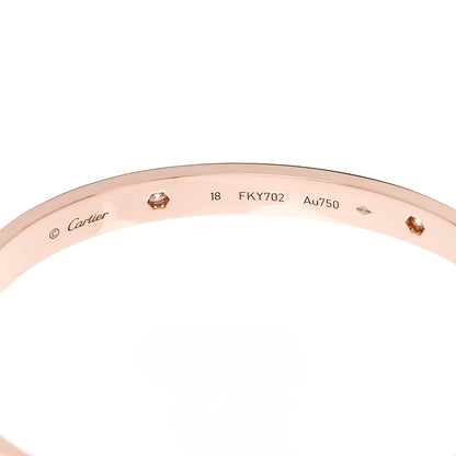Cartier 18K Pink Gold 4 Diamond LOVE Bracelet 18 4 of 5
