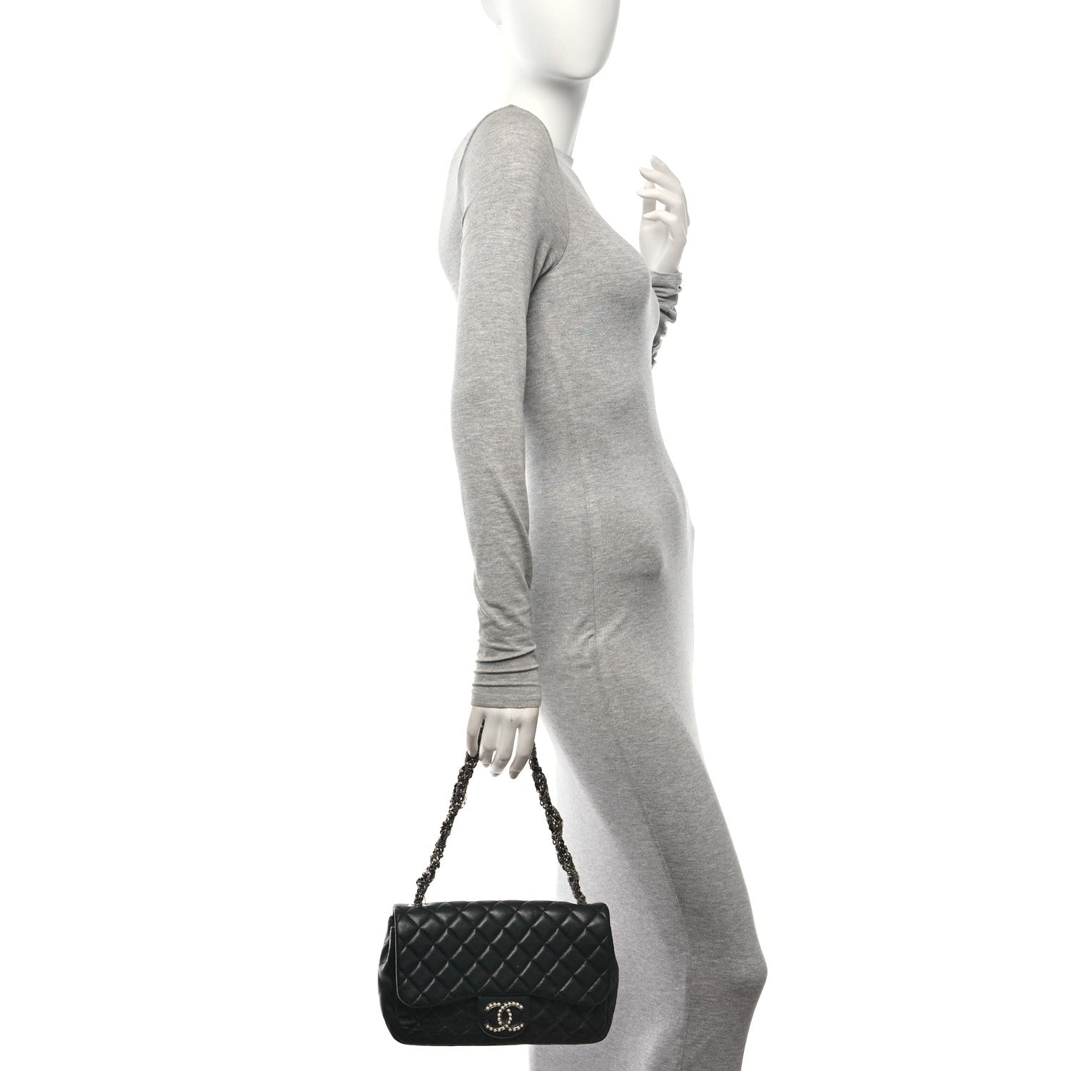 Chanel Lambskin Quilted Medium Westminster Pearl Flap Black 2 of 10