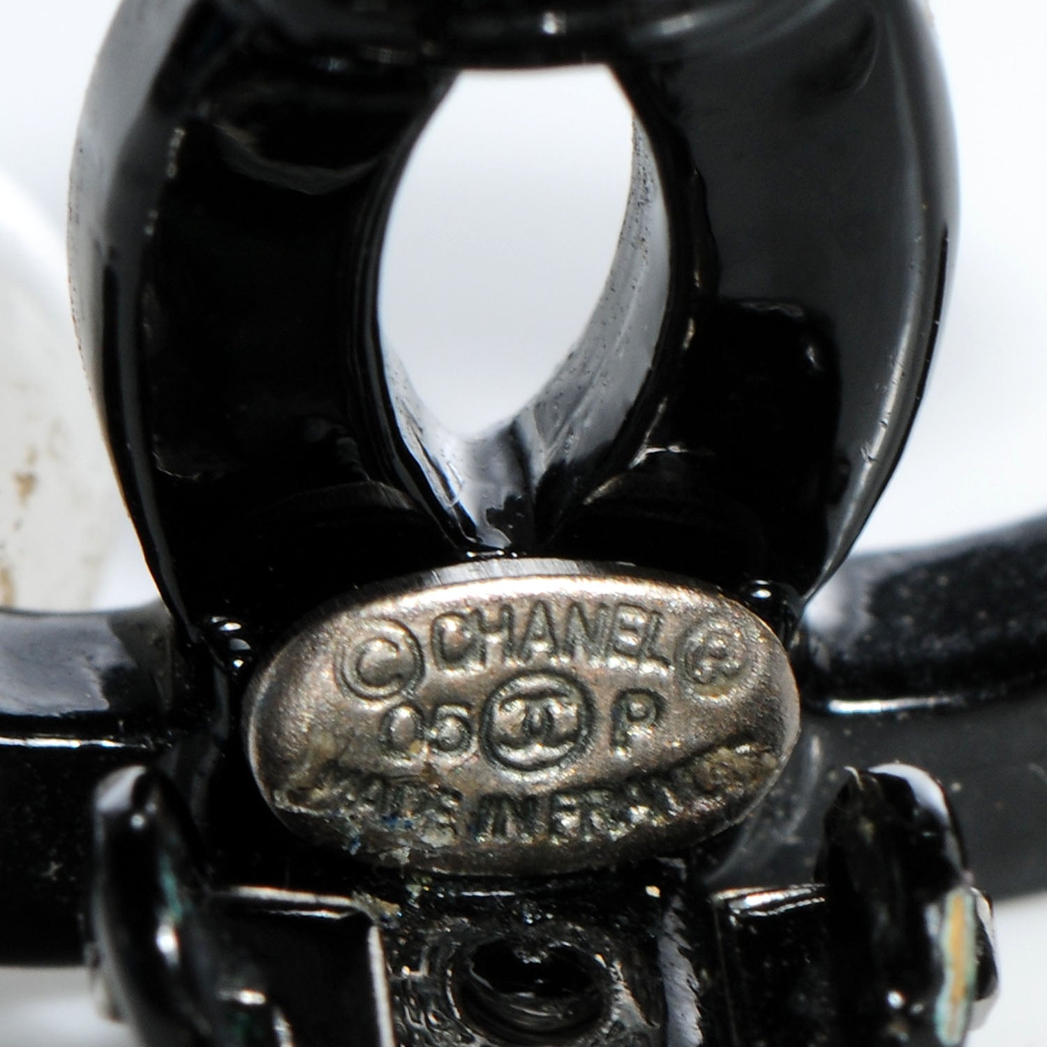 Chanel Resin CC Bead Clip On Earrings Black White 5 of 5