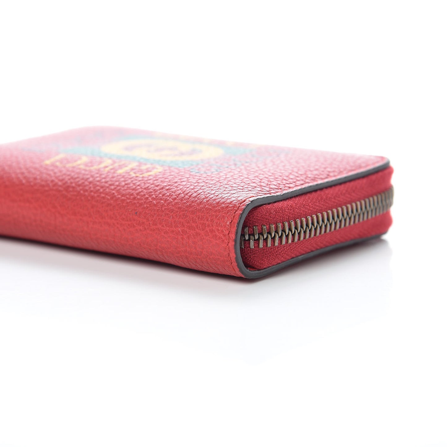 Grained Calfskin Logo Zip Around Card Case Hibiscus Red