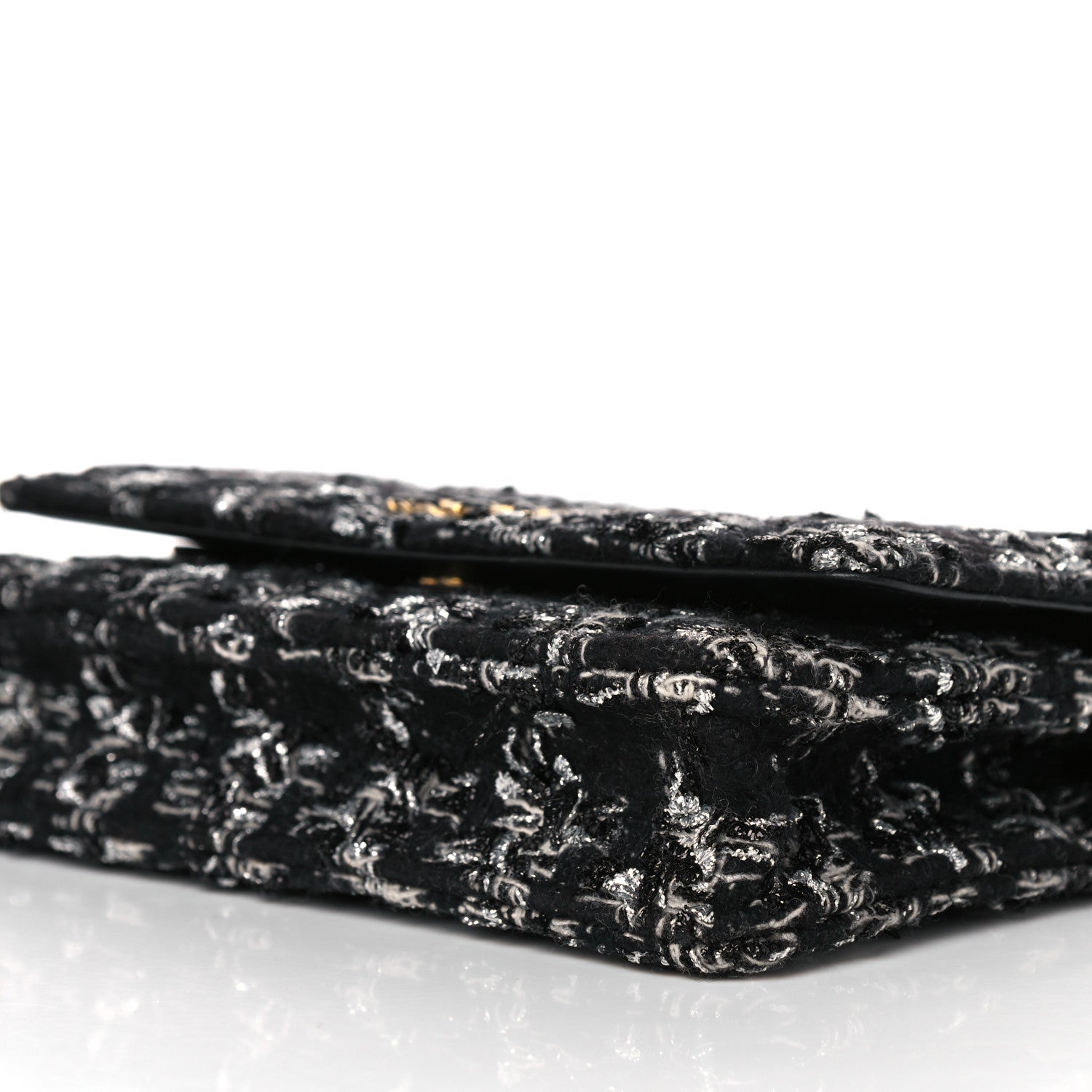 Chanel Tweed Quilted Chanel 19 Wallet On Chain WOC Black Silver Ecru 10 of 13