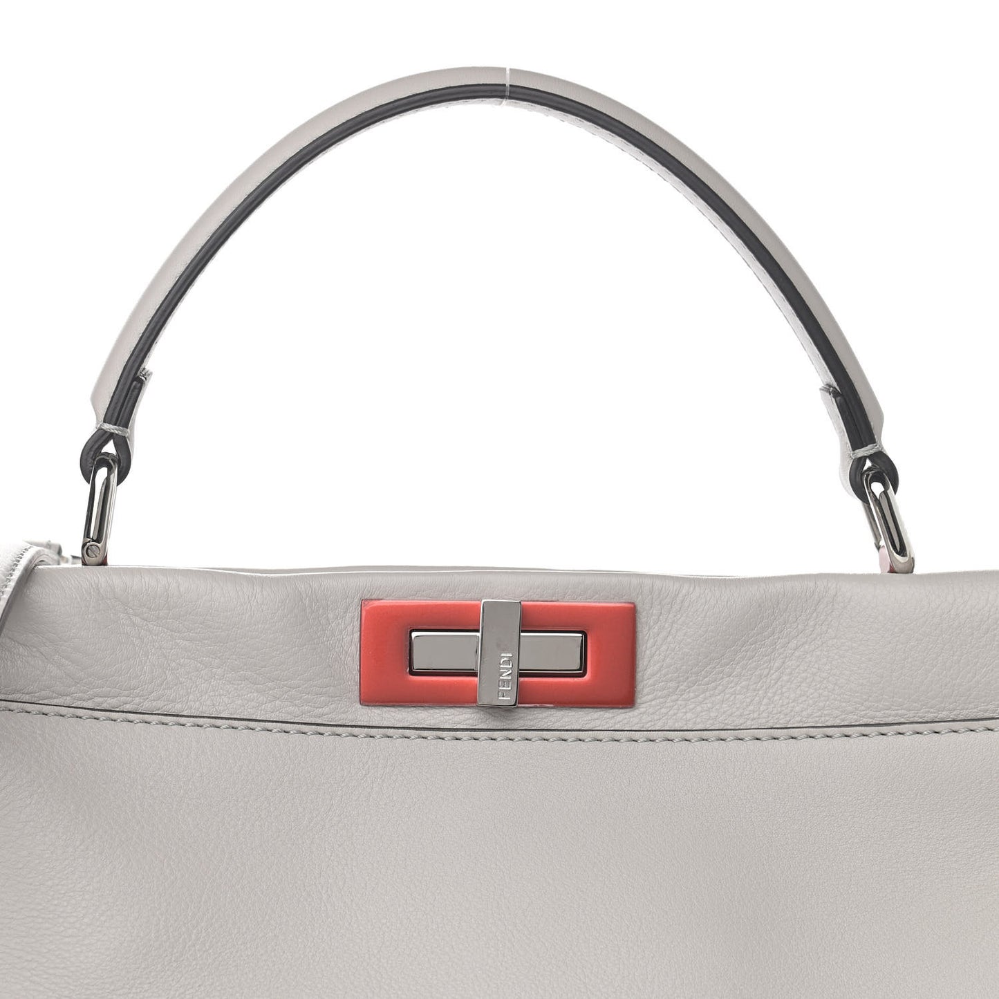 Vitello Dolce Shiny Nappa Large Peekaboo Iconic Satchel Grey