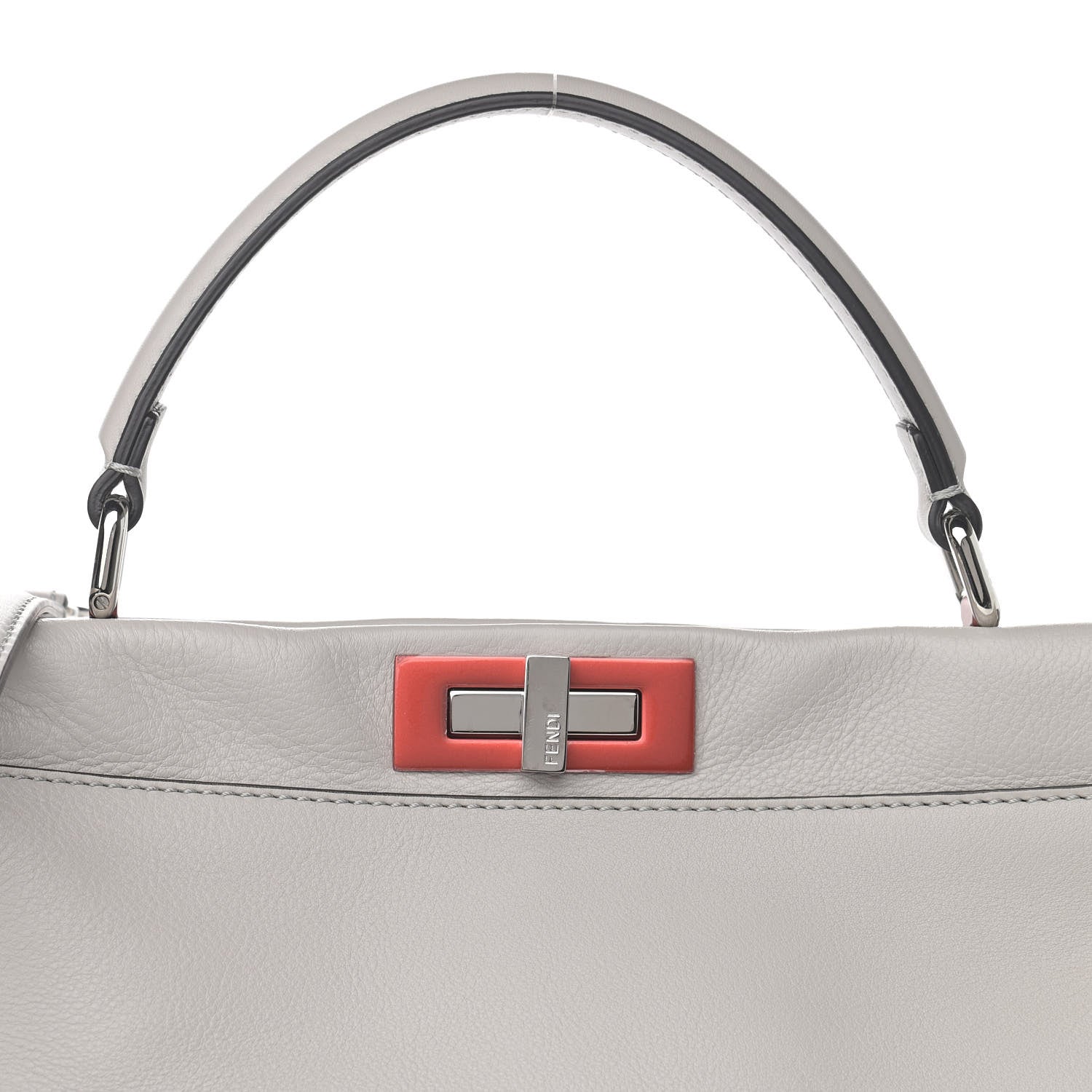 Fendi Vitello Dolce Shiny Nappa Large Peekaboo Iconic Satchel Grey 9 of 13