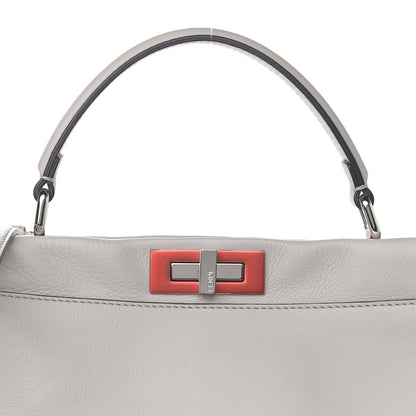 Fendi Vitello Dolce Shiny Nappa Large Peekaboo Iconic Satchel Grey 9 of 13