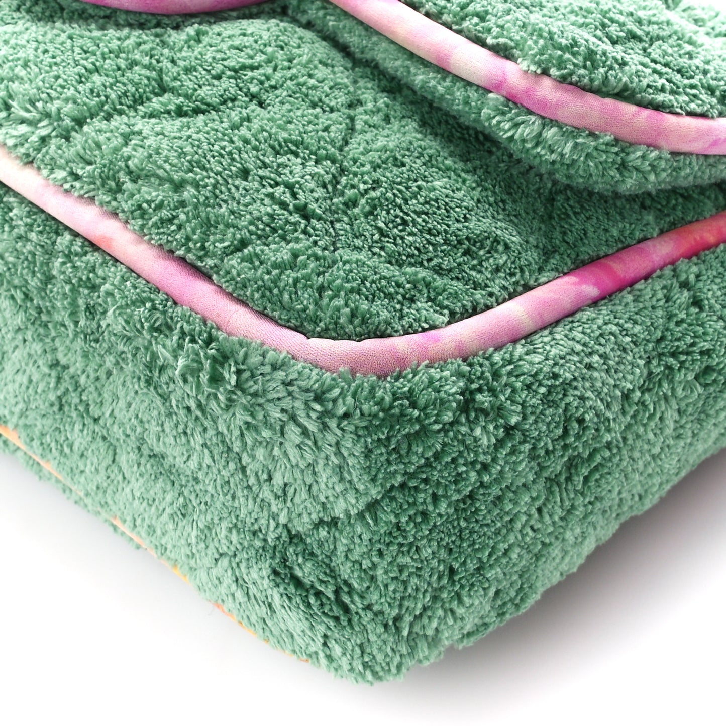 Mixed Fibers Quilted Large Flap Bag Green Pink