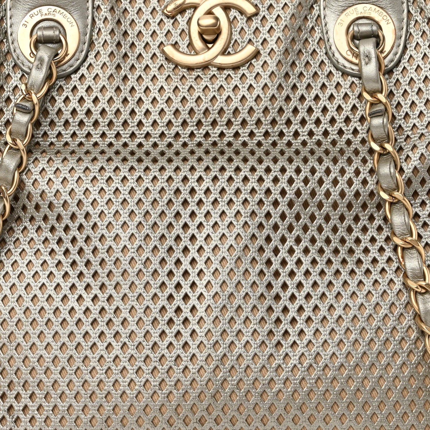 Chanel Metallic Calfskin Perforated Up In The Air Tote Silver 7 of 13