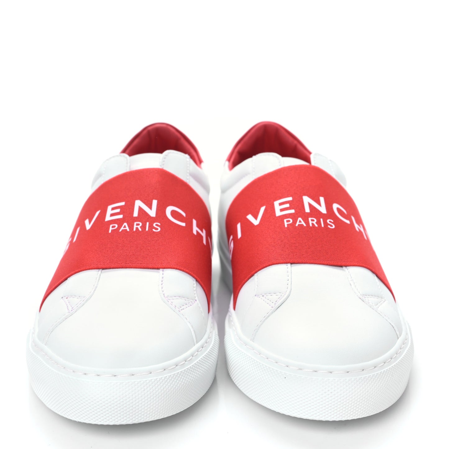 Calfskin Band Logo Womens Urban Street Sneakers 38.5 White Red