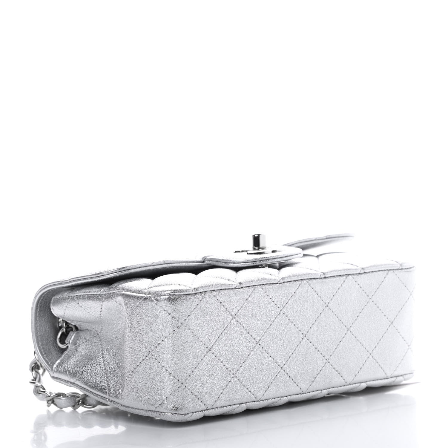 Chanel Metallic Lambskin Quilted Mini Rectangular Flap Silver 4 of 10