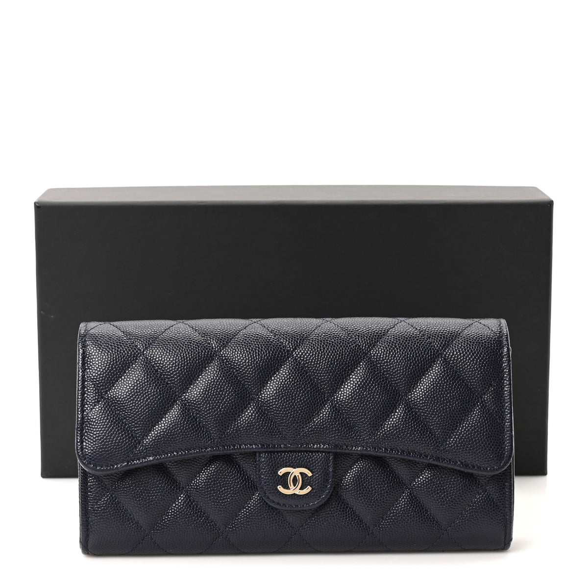 Chanel Caviar Quilted Large Gusset Flap Wallet Navy 12 of 12