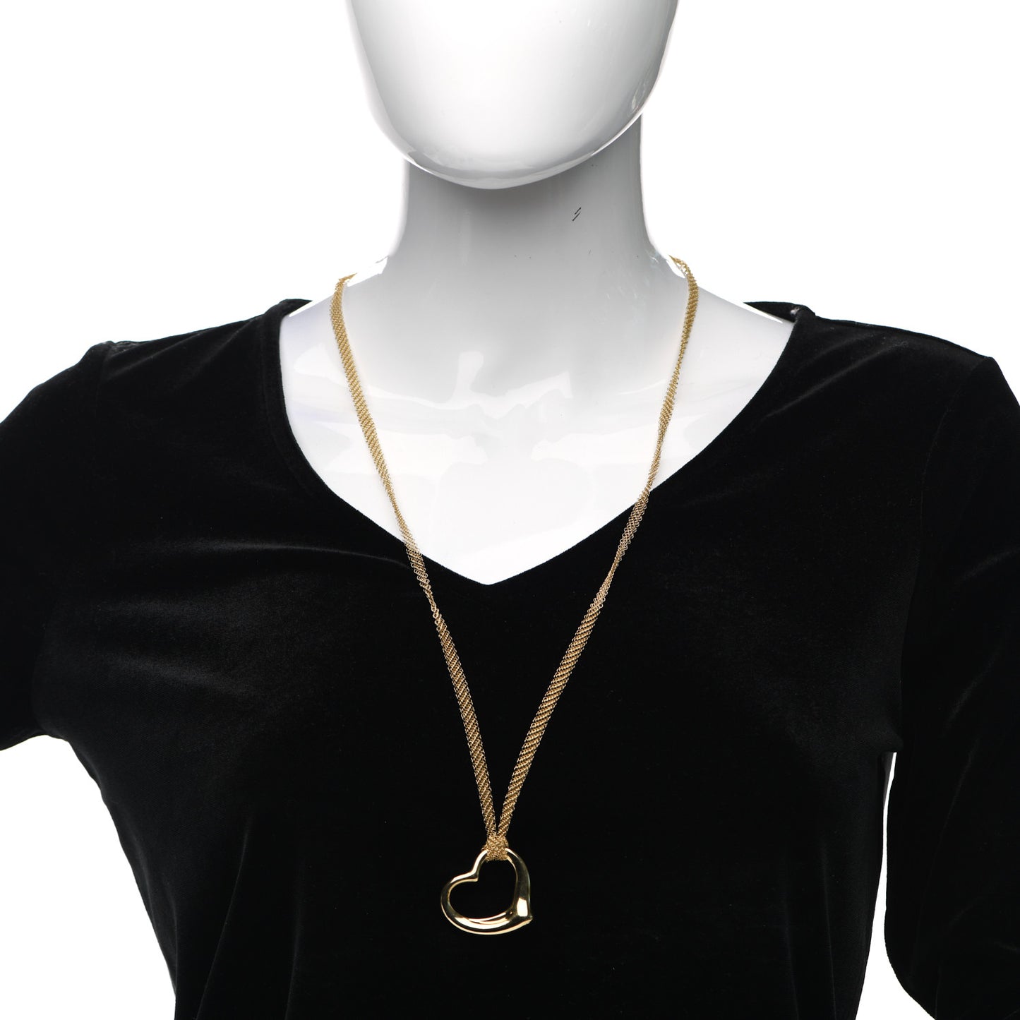 18K Yellow Gold 36mm Elsa Peretti Open Heart Mesh Necklace