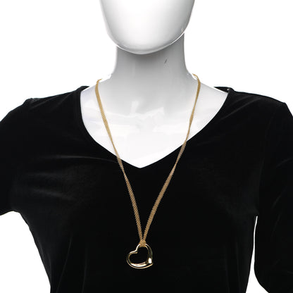 Tiffany 18K Yellow Gold 36mm Elsa Peretti Open Heart Mesh Necklace 2 of 4