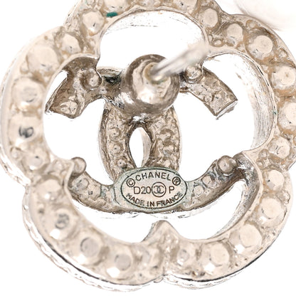 Chanel Crystal Coco Flapper Camellia CC Stud Earrings Silver 4 of 4