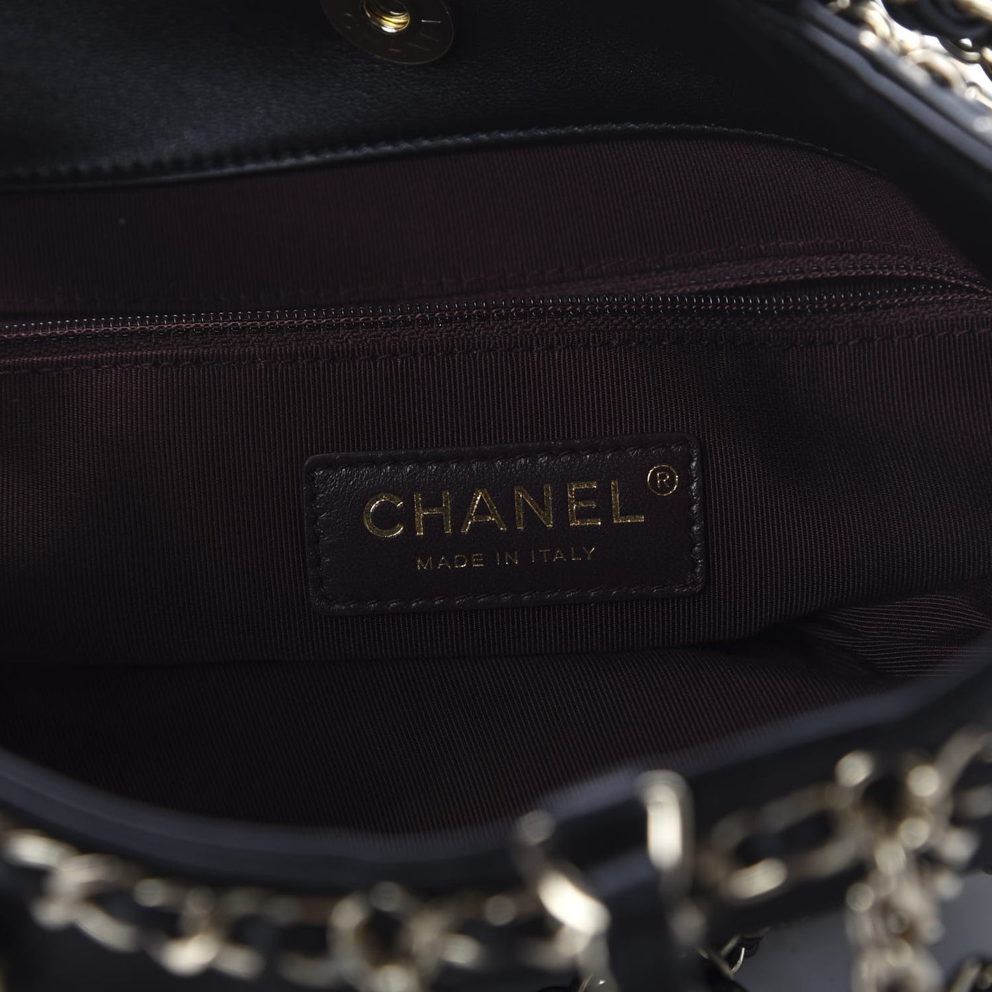 Lambskin Large Shopping Chain Tote Black