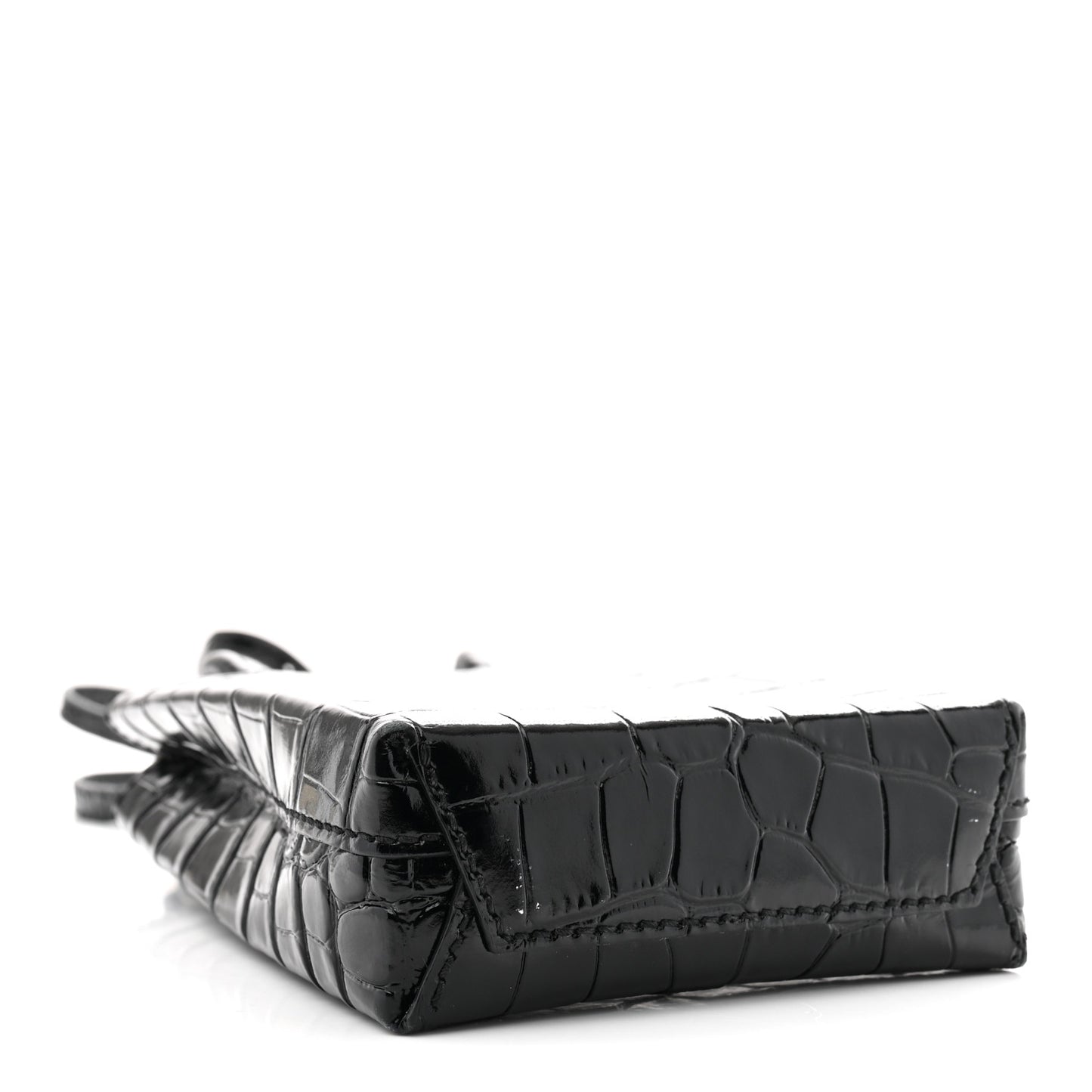 Calfskin Crocodile Embossed Logo Shopping Phone Holder Bag Black