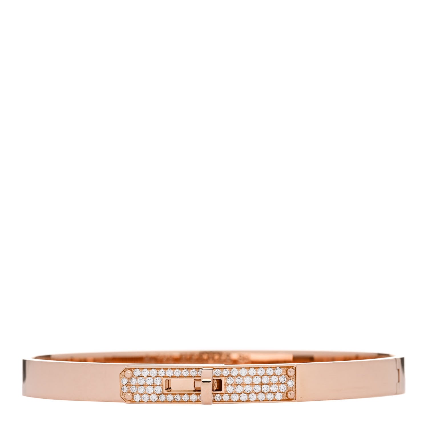 Hermes 18K Rose Gold Diamond PM Kelly Pave Bracelet SH 1 of 4