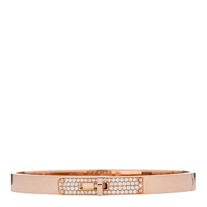Hermes 18K Rose Gold Diamond PM Kelly Pave Bracelet SH 1 of 4