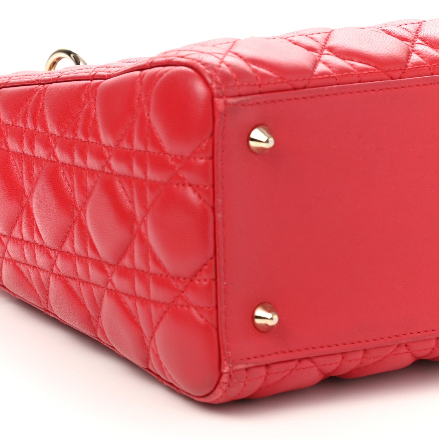 Christian Dior Lambskin Cannage Medium Lady Dior Red 8 of 10