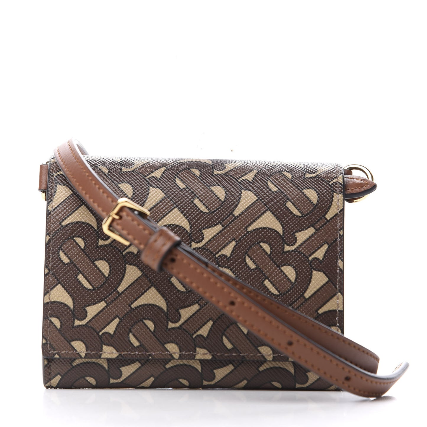 E-Canvas Monogram Small Wallet with Strap Bridle Brown