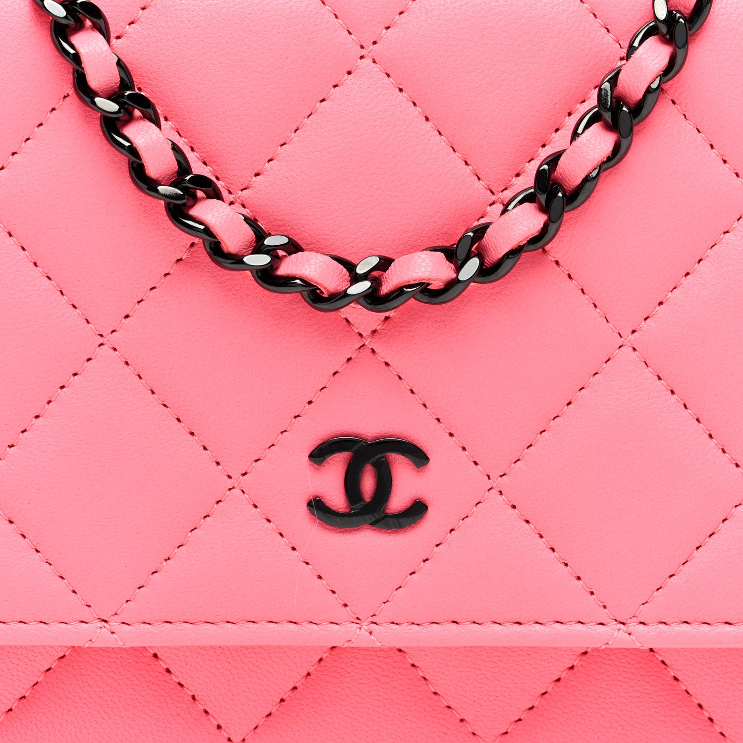 Chanel Lambskin Quilted Wallet On Chain WOC Coral Pink 8 of 10